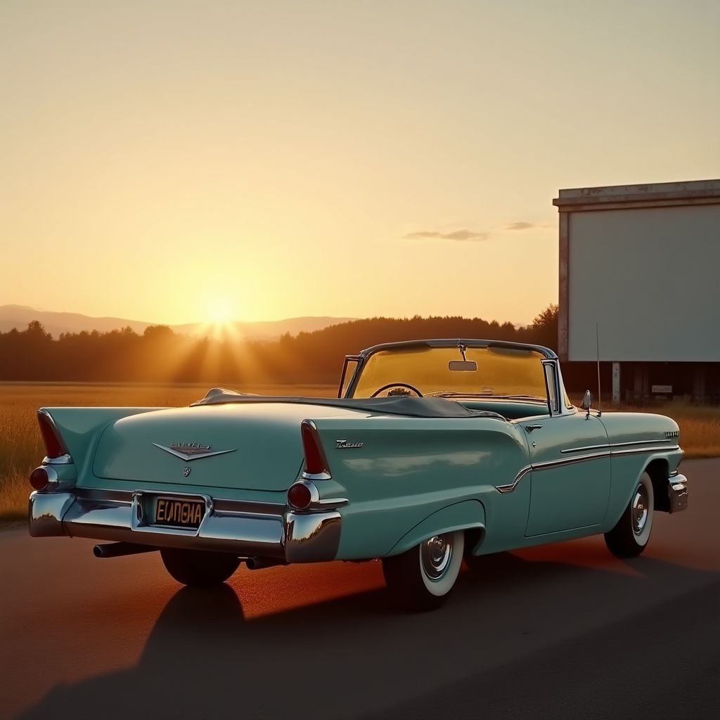 Un cabriolet bleu ciel vintage des années 60
